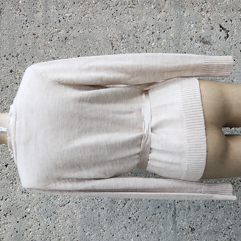 Nougat London Cream V-Neck Sweater with Floral Accent - Picture 8 of 10